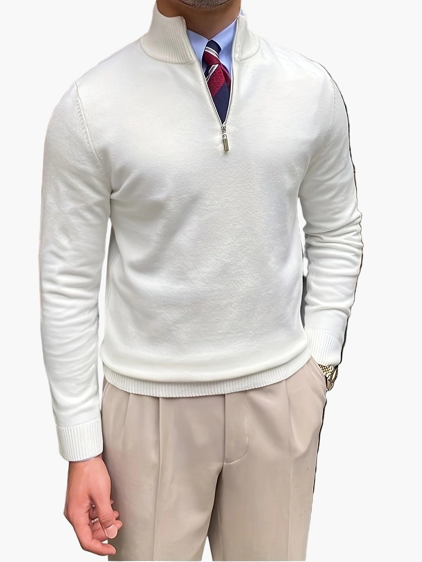 Herren Premium Pullover mit Viertelreißverschluss – Eleganter Business Casual Look