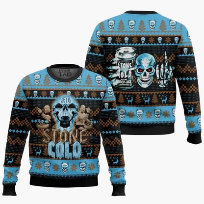 Herren Stone Cold Steve Austin Ugly Christmas Sweater – Wrestling Fan Pullover für Weihnachten und Winter