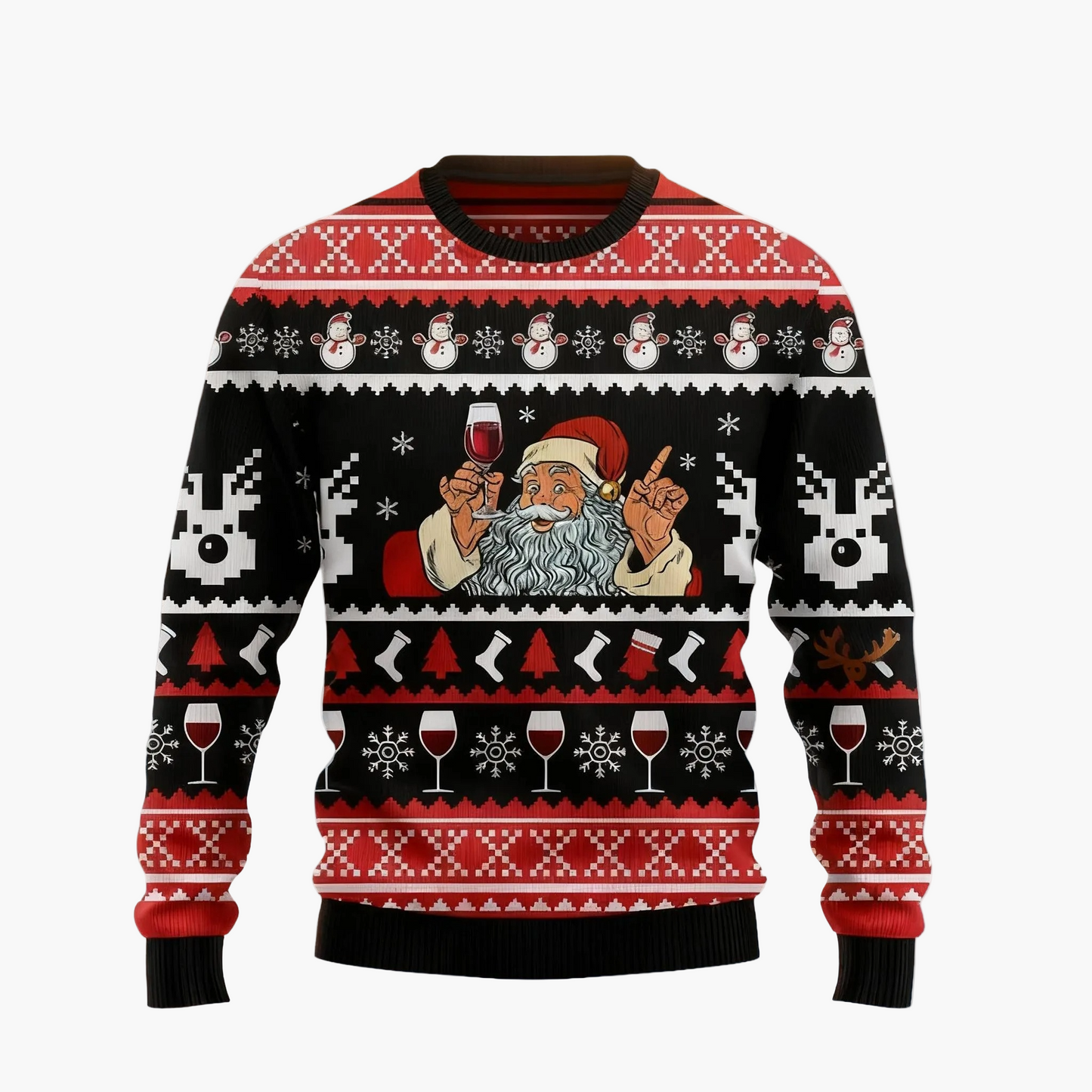 Herren Ugly Christmas Sweater mit Totenkopf und Weihnachtsmütze – Lustiger Pullover für Weihnachten und Winterpartys