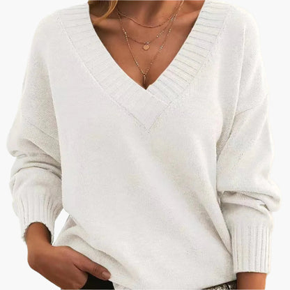 Damen Pullover V-Ausschnitt Strickpullover – Eleganter Alltags-Look für Herbst & Winter