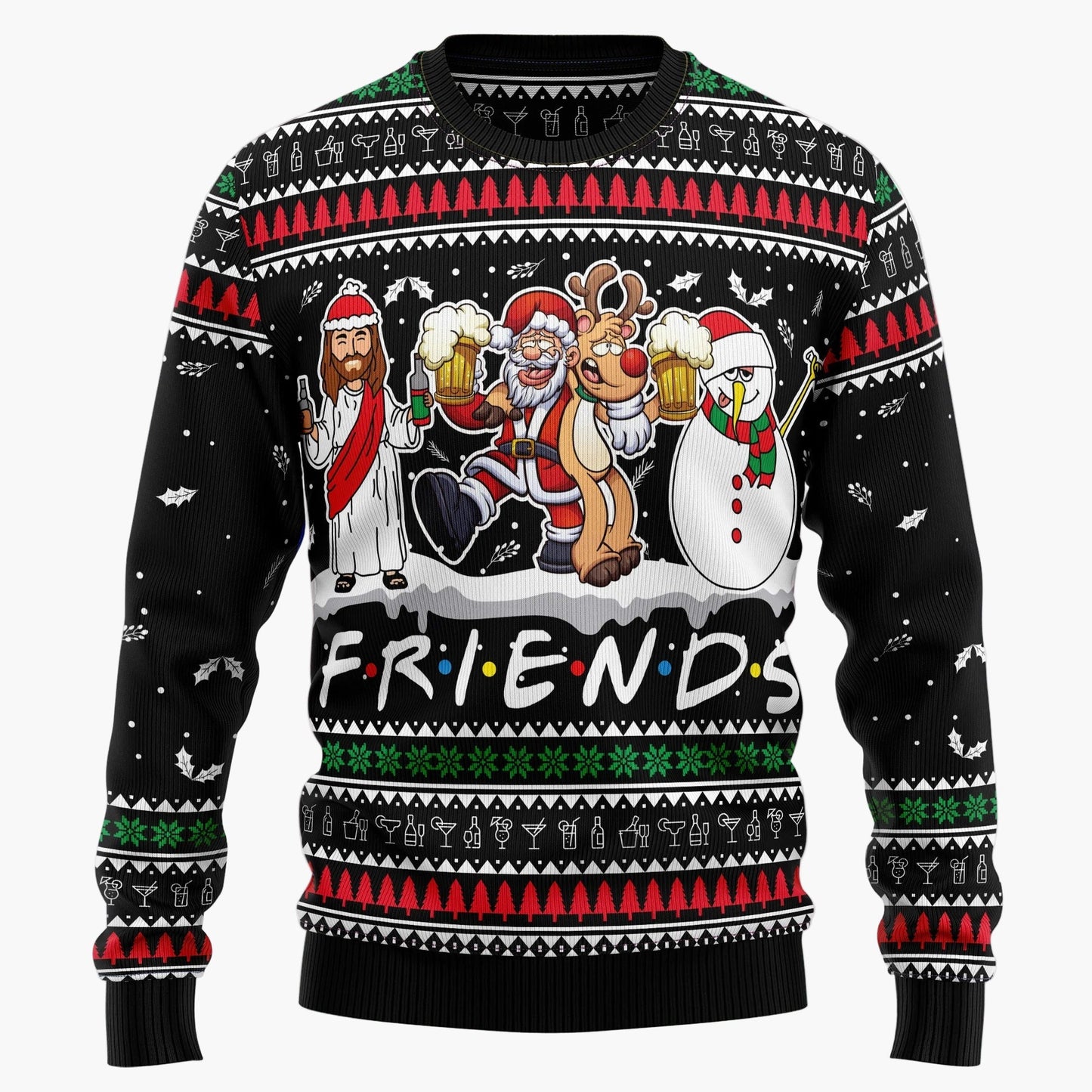 Herren Ugly Christmas Sweater mit Totenkopf und Weihnachtsmütze – Lustiger Pullover für Weihnachten und Winterpartys