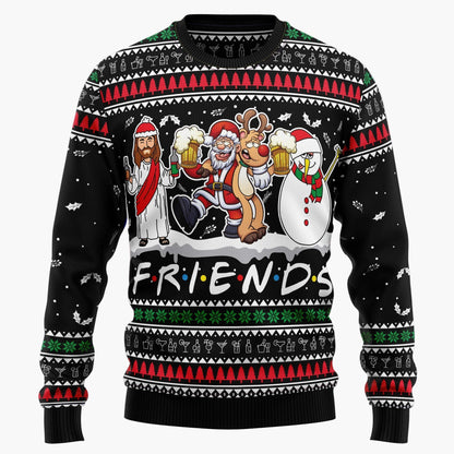 Herren Ugly Christmas Sweater mit Totenkopf und Weihnachtsmütze – Lustiger Pullover für Weihnachten und Winterpartys