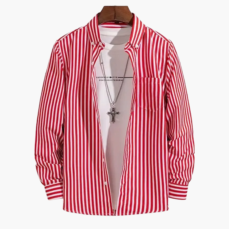 Herren Business Freizeithemd mit Streifenmuster – Klassisches Langarmhemd für Büro und Alltag