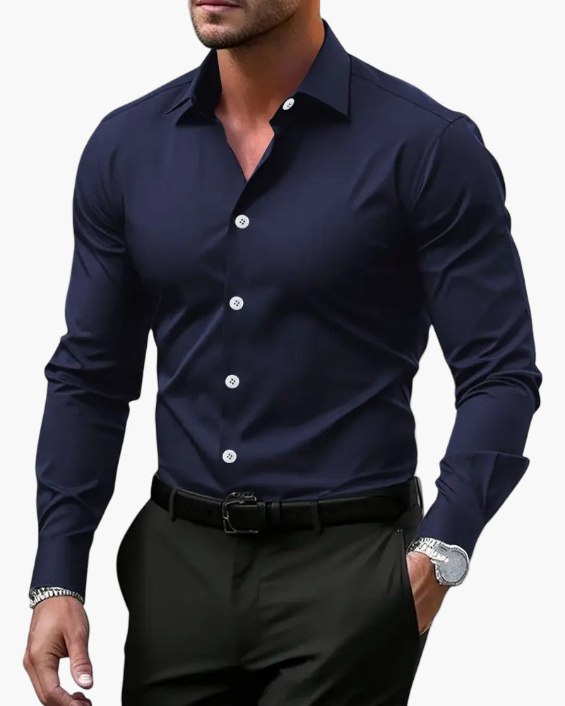 Herren Business Freizeithemd Slim Fit Langarm Modern Elegant