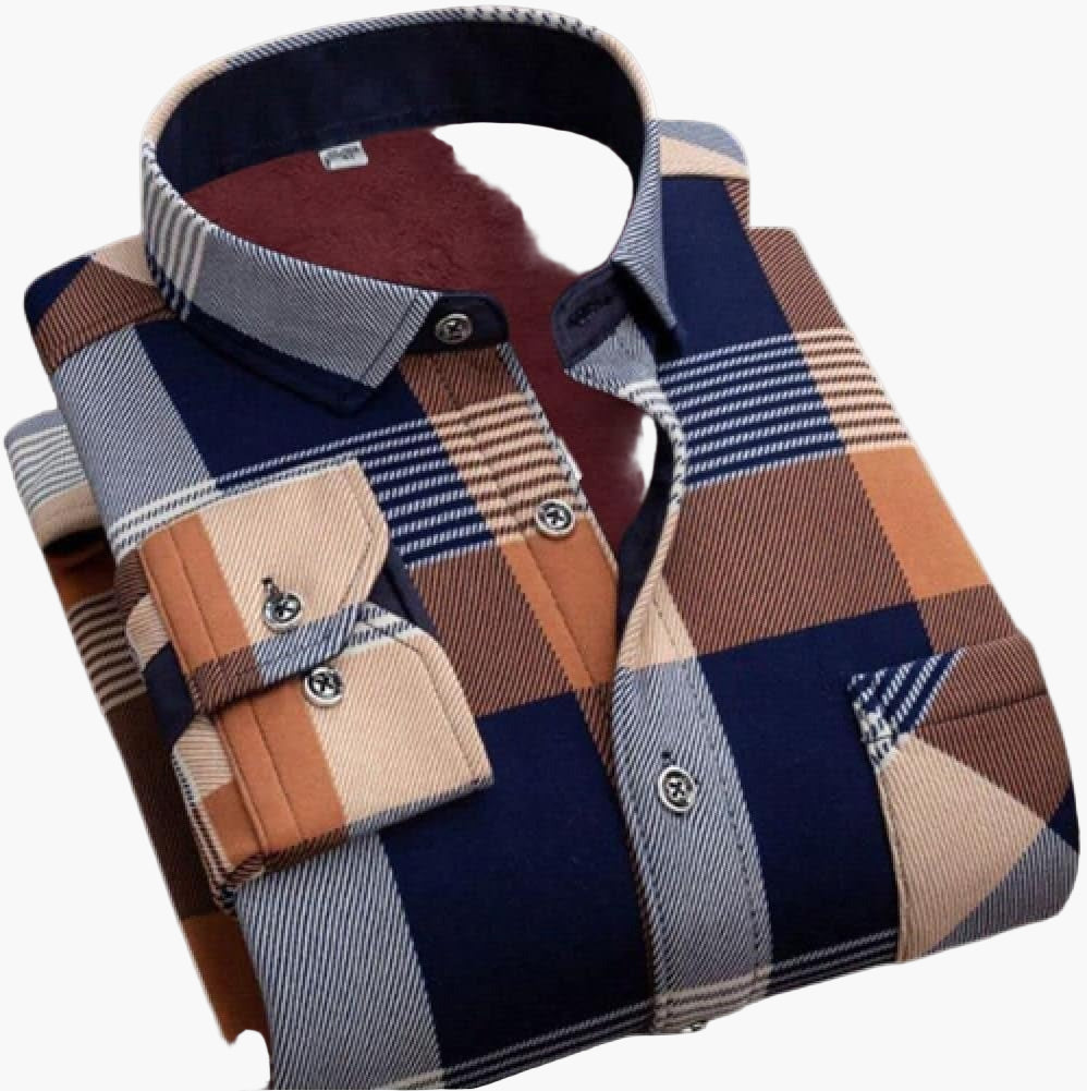 Herren Freizeithemd Kariert, Modernes Langarm-Hemd für Alltag und Büro