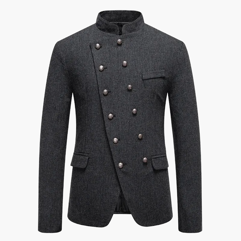 Herren Modernes Stehkragen-Blazerjacke mit Doppelreiher – Elegante Jacke für Business & besondere Anlässe