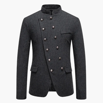 Herren Modernes Stehkragen-Blazerjacke mit Doppelreiher – Elegante Jacke für Business & besondere Anlässe