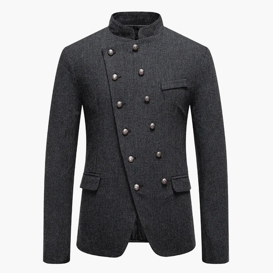 Herren Modernes Stehkragen-Blazerjacke mit Doppelreiher – Elegante Jacke für Business & besondere Anlässe