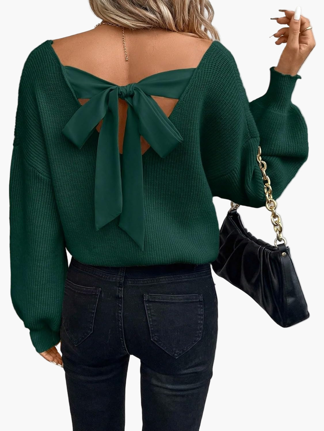 Damen Pullover mit Rückenausschnitt und Schleife – Modischer Casual-Look für Alltag & Ausgehen