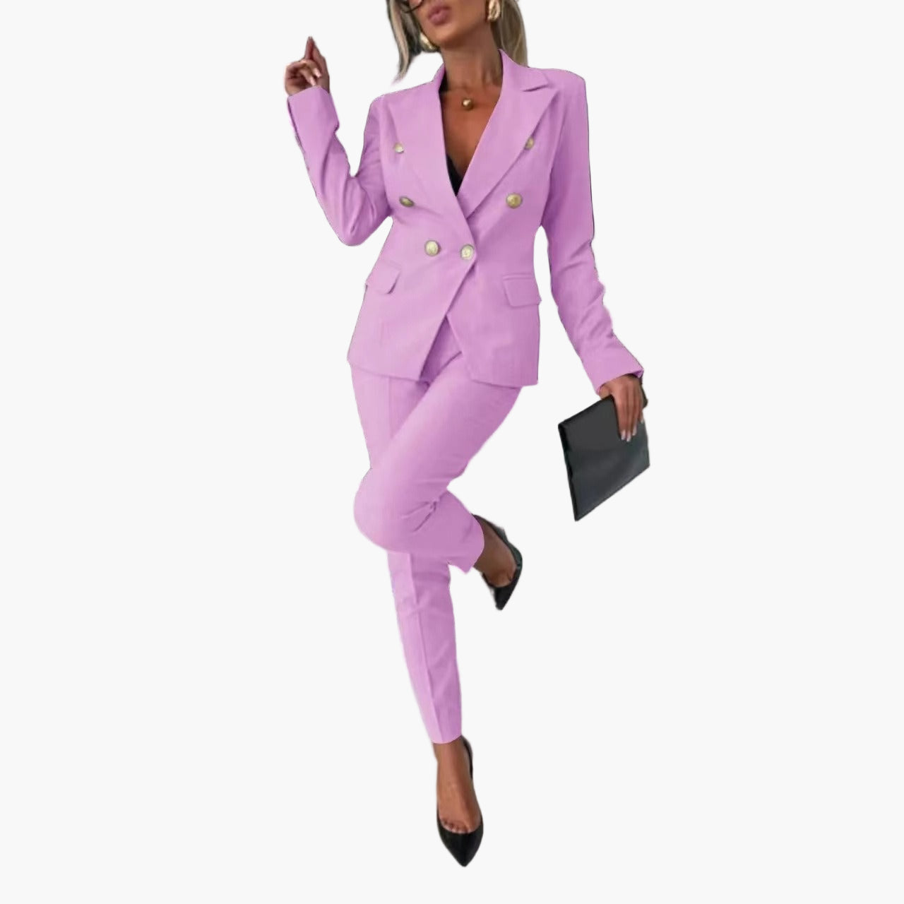 Damen Business Anzug Zweireihig mit Tailliertem Schnitt – Eleganter Hosenanzug für Büro & Events