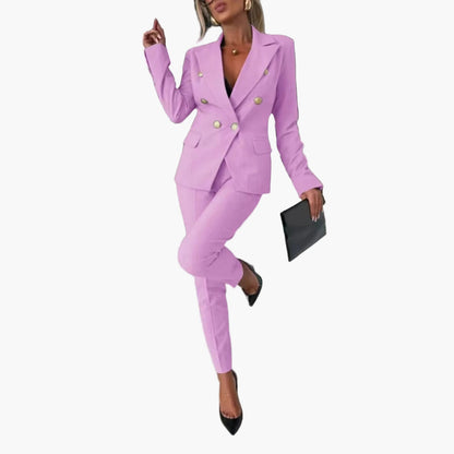 Damen Business Anzug Zweireihig mit Tailliertem Schnitt – Eleganter Hosenanzug für Büro & Events