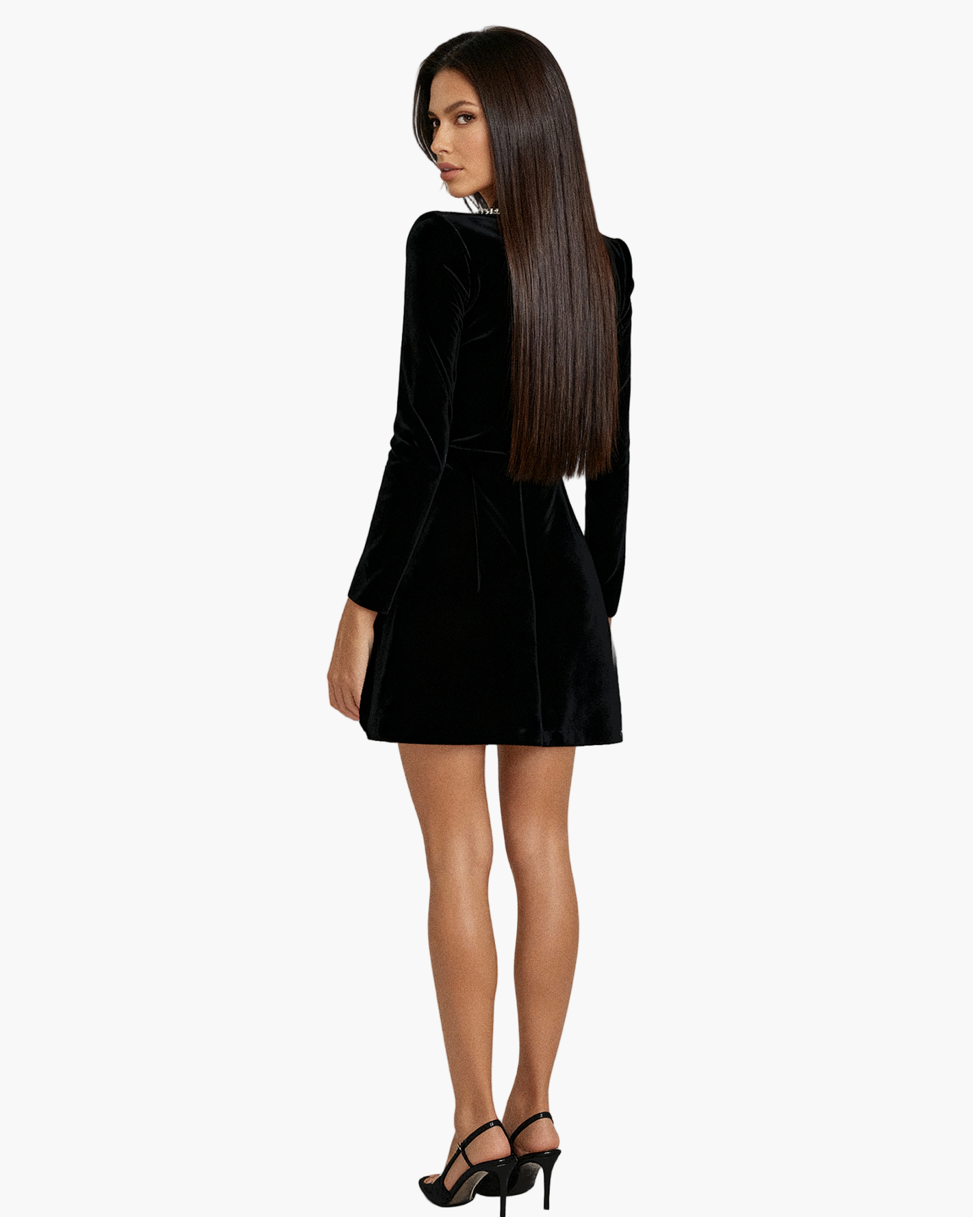 Damen Festliches Minikleid mit Kristallverzierung und langem Arm – Elegantes Abendkleid für besondere Anlässe