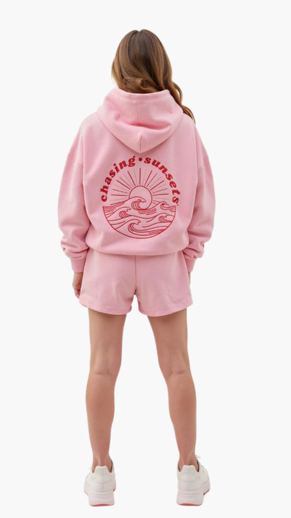 Damen Oversize Kapuzenpullover mit tropischer Stickerei – Lässiger Streetstyle Hoodie für Alltag und Freizeit