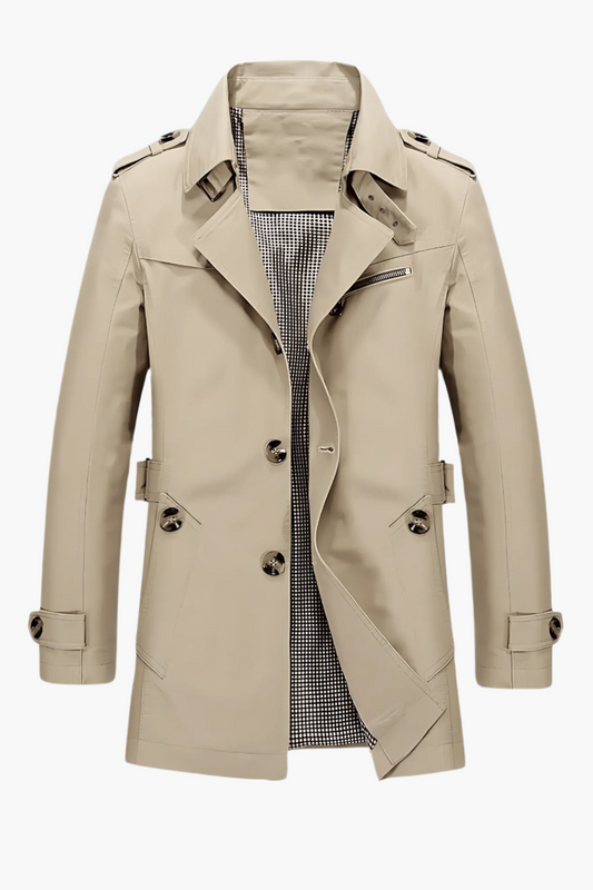 Herren Trenchcoat mit Umlegekragen – Klassischer Mantel für Business & Freizeit