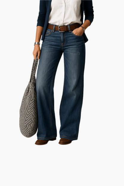 Damen Weitbein-Jeans für Alltag & Büro – Modern, Lässig, Komfortabel