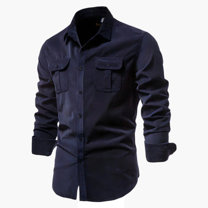 Herren Slim Fit Freizeit Hemd – Modernes Langarmhemd mit Brusttaschen für Alltag und Büro