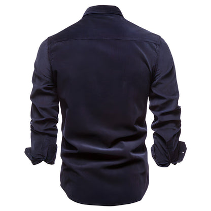 Herren Slim Fit Freizeit Hemd – Modernes Langarmhemd mit Brusttaschen für Alltag und Büro