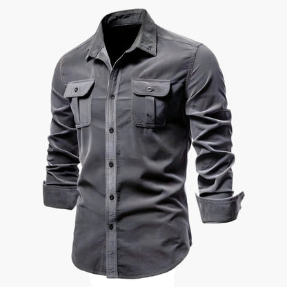 Herren Slim Fit Freizeit Hemd – Modernes Langarmhemd mit Brusttaschen für Alltag und Büro