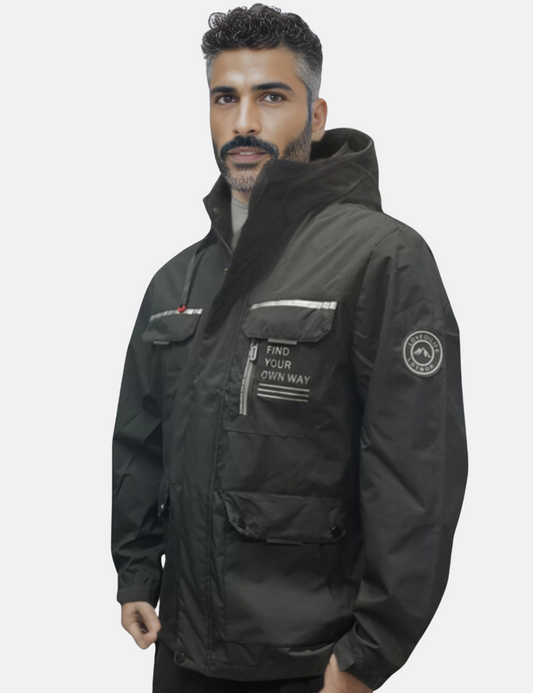 Herren Outdoor Winterjacke – Wasserdichte Funktionsjacke mit Kapuze, sportlicher Stil, ideal für Freizeit & Abenteuer