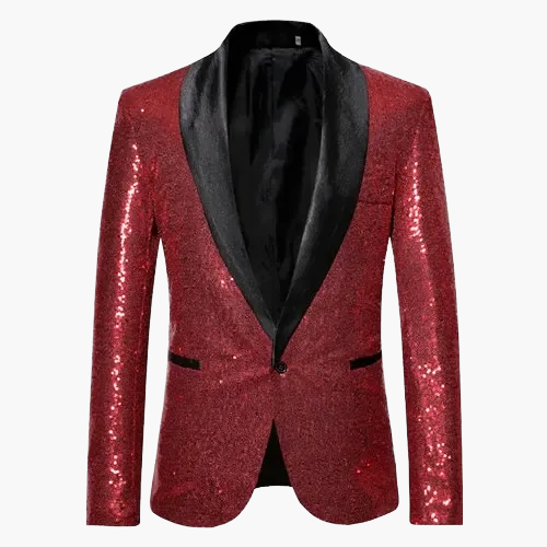 Herren Glitzer Smoking Sakko für festliche Anlässe – Eleganter Party Blazer mit Pailletten