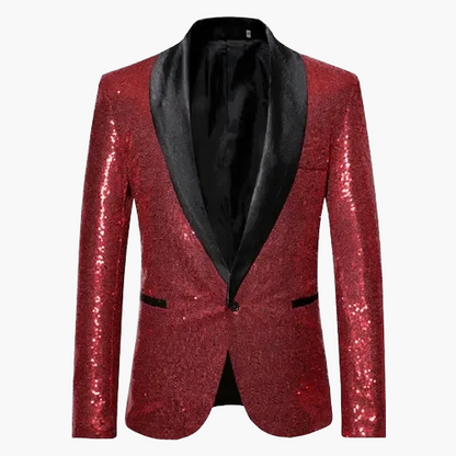 Herren Glitzer Smoking Sakko für festliche Anlässe – Eleganter Party Blazer mit Pailletten