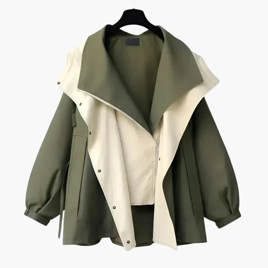 Damen Oversize Übergangsjacke im modernen Lagenlook – Stilvoller Mantel für Alltag und Freizeit