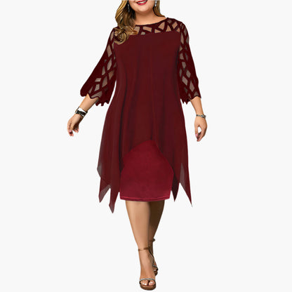 Damen Midikleid mit Spitzenärmeln – Elegantes Abendkleid für festliche Anlässe in großen Größen