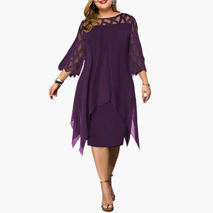 Damen Midikleid mit Spitzenärmeln – Elegantes Abendkleid für festliche Anlässe in großen Größen