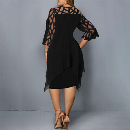 Damen Midikleid mit Spitzenärmeln – Elegantes Abendkleid für festliche Anlässe in großen Größen