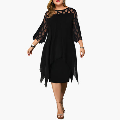 Damen Midikleid mit Spitzenärmeln – Elegantes Abendkleid für festliche Anlässe in großen Größen