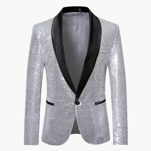 Herren Glitzer Smoking Sakko für festliche Anlässe – Eleganter Party Blazer mit Pailletten
