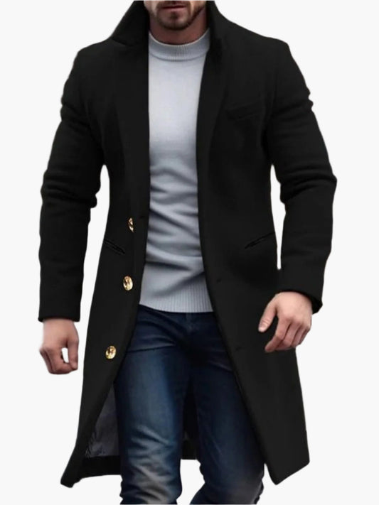 Herren Eleganter Wintermantel – Klassischer Langer Mantel für stilvolle Anlässe und Alltag