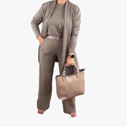 Damen 3-Teiler Set mit Cardigan – Eleganter Freizeit- & Business-Anzug, Minimalistischer Stil