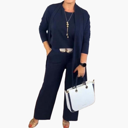 Damen 3-Teiler Set mit Cardigan – Eleganter Freizeit- & Business-Anzug, Minimalistischer Stil