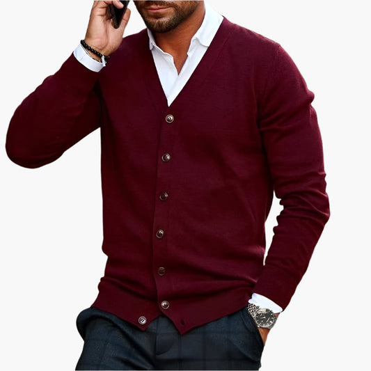 Herren Cardigan Modern Business Casual – Strickjacke mit V-Ausschnitt und Knopfleiste für Büro und Freizeit