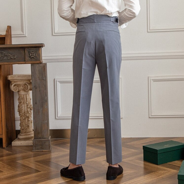 Herren High-Waist Anzughose mit Bundfalte und verstellbarem Bund – Eleganter Business- und Freizeitstil