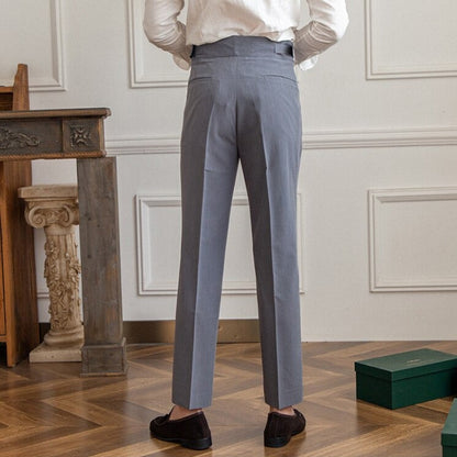Herren High-Waist Anzughose mit Bundfalte und verstellbarem Bund – Eleganter Business- und Freizeitstil