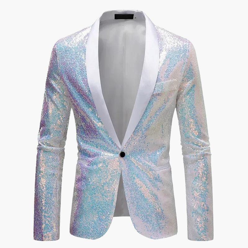 Herren Glitzer Smoking Sakko für festliche Anlässe – Eleganter Party Blazer mit Pailletten