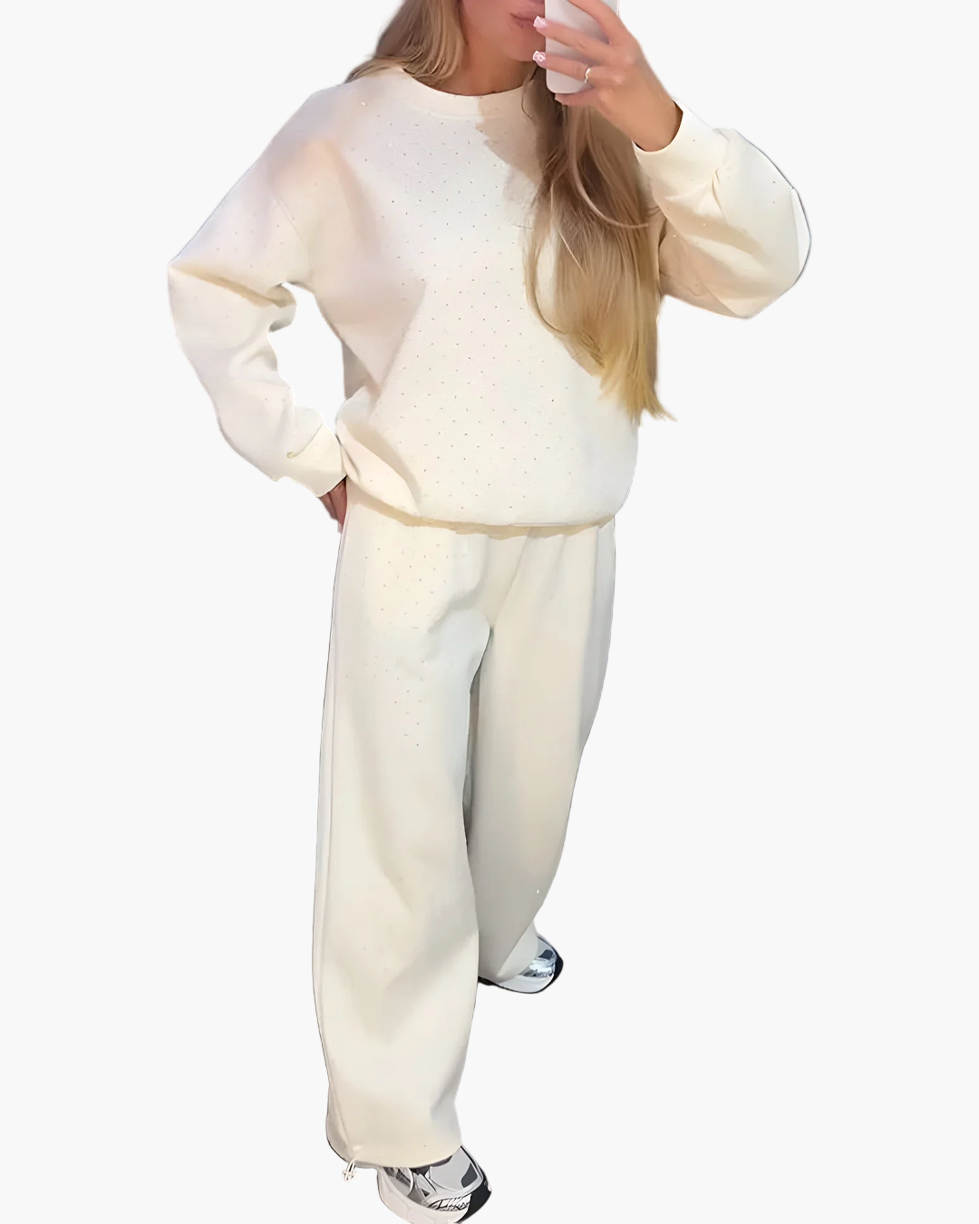 Damen Freizeit Jogginganzug Set mit Strass – Modischer Oversize Look für Alltag & Streetwear