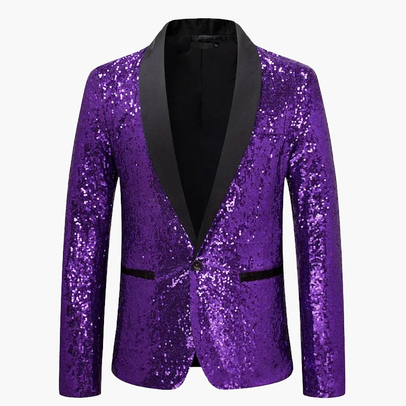 Herren Glitzer Smoking Sakko für festliche Anlässe – Eleganter Party Blazer mit Pailletten