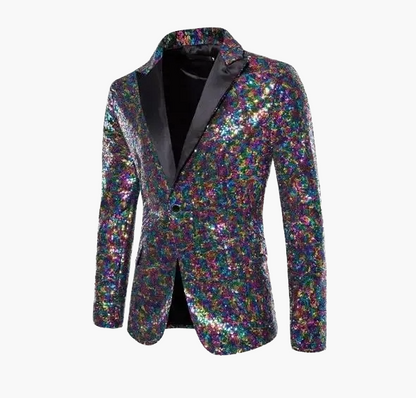 Herren Glitzer Smoking Sakko für festliche Anlässe – Eleganter Party Blazer mit Pailletten