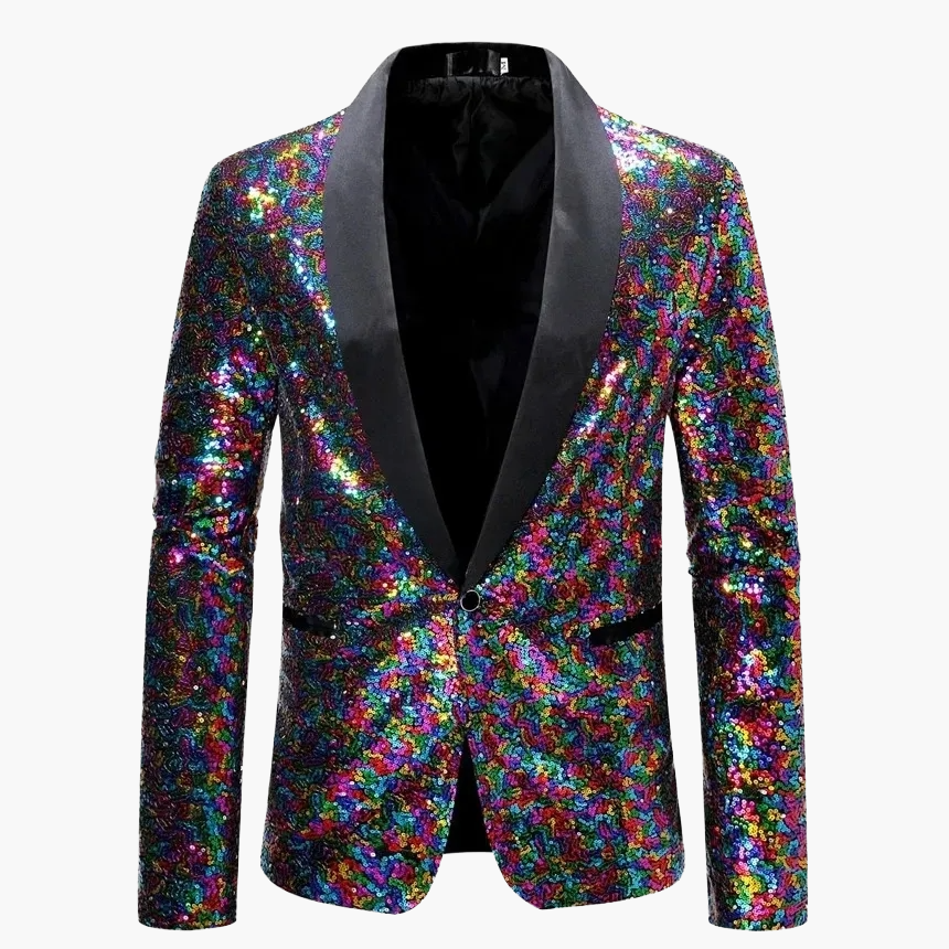 Herren Glitzer Smoking Sakko für festliche Anlässe – Eleganter Party Blazer mit Pailletten