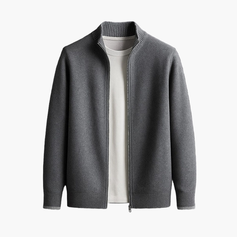 Herren Strickjacke mit Stehkragen und Reißverschluss – Modern, Elegant, Vielseitig für Alltag und Büro