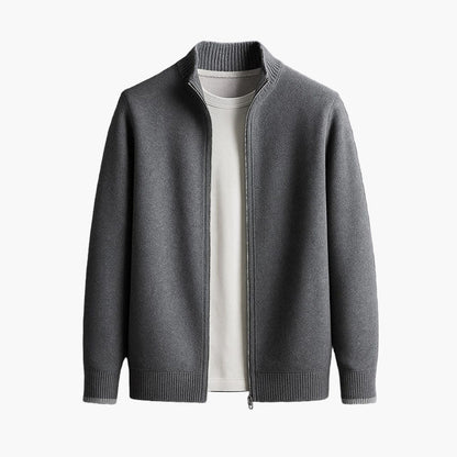 Herren Strickjacke mit Stehkragen und Reißverschluss – Modern, Elegant, Vielseitig für Alltag und Büro