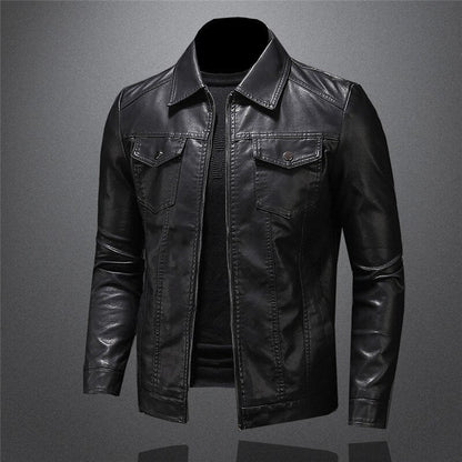 Herren Kunstlederjacke im klassischen Biker-Stil – Elegante Übergangsjacke für Alltag & Freizeit