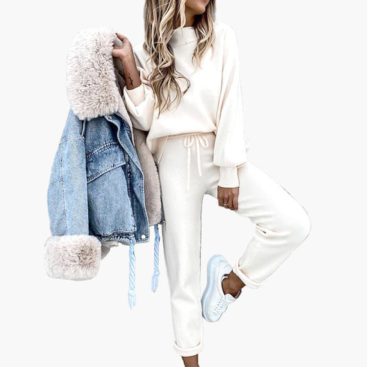 Damen Zweiteiliges Lounge-Set mit Oversize-Pullover und High Waist Jogginghose – Gemütlicher Freizeitlook