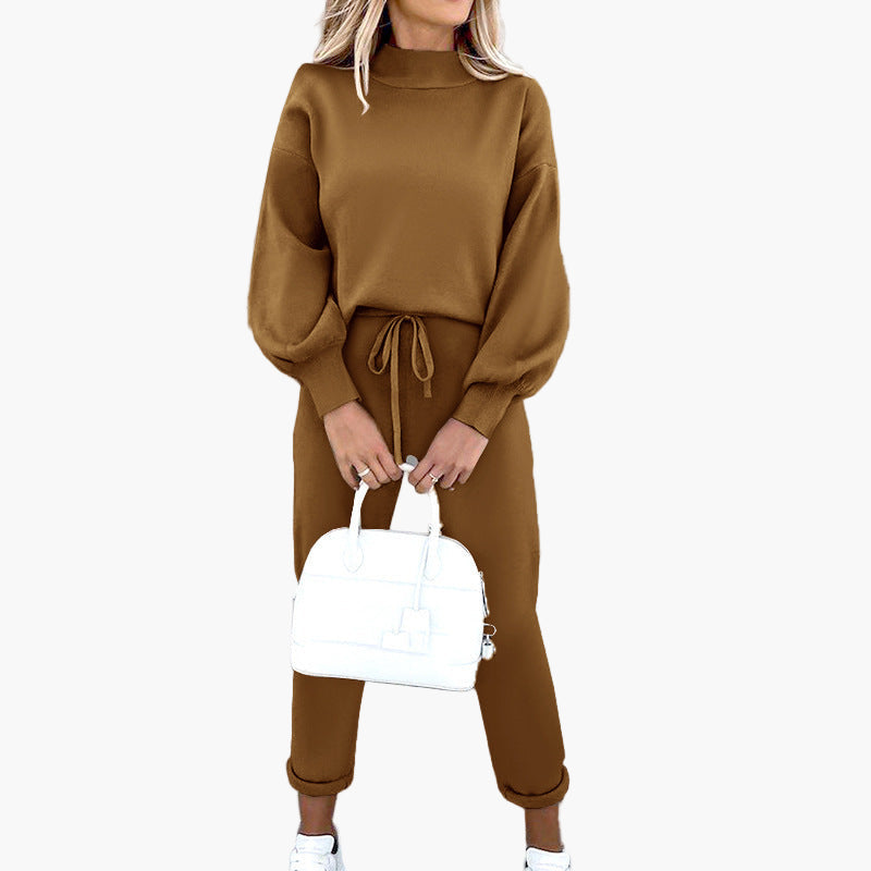 Damen Zweiteiliges Lounge-Set mit Oversize-Pullover und High Waist Jogginghose – Gemütlicher Freizeitlook